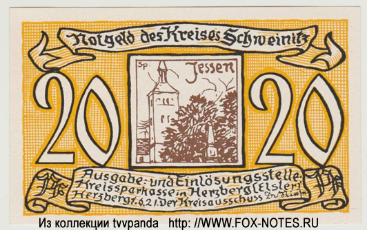 Kreis Schweinitz 20 Pfennig 1921