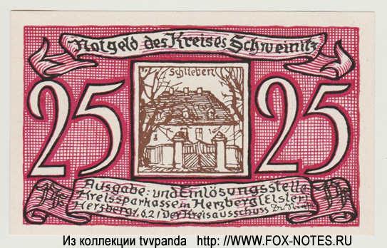 Kreis Schweinitz 25 Pfennig 1921