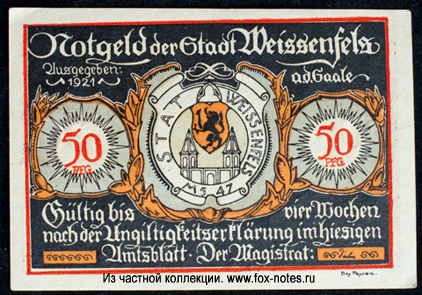 Stadt Weissenfels a.d. Saale 50 Pfennig 1921