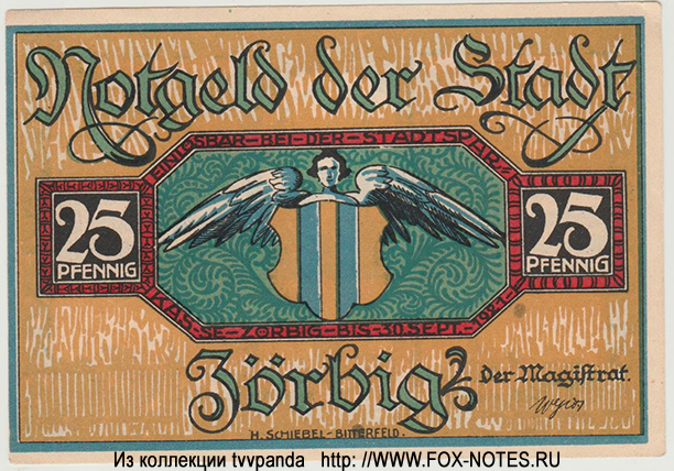 Notgeld der Stadt Zörbig. 25 Pfennig 1921.