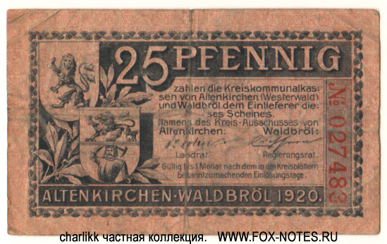 Waldbröl  25 Pfennig. 1920.
