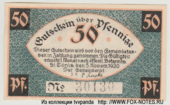 Gemeinde Sankt Tönis 50 Pfennig 1921