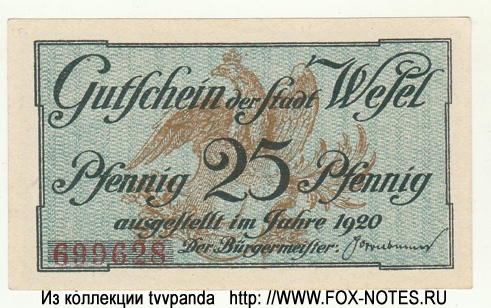 Stadt Wesel 25 Pfennig 1920