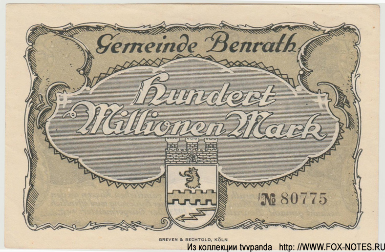 Gemeinde Benrath 10 Millionen Mark 1923