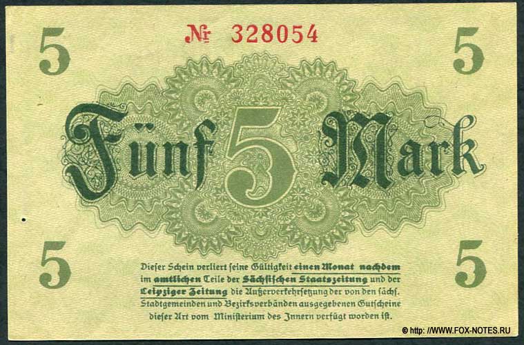 Plauen 5 Mark 1918