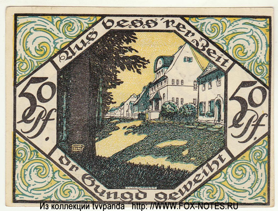 Notgeld der Stadt Scheibenberg. 50 Pfennig. 1. Juli 1921.