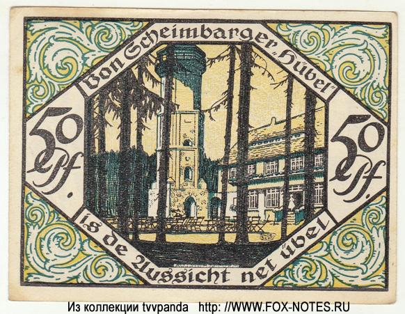 Notgeld der Stadt Scheibenberg. 50 Pfennig. 1. Juli 1921.