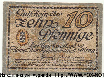 Bezirksverband der Amtshauptmannschaft Pirna 10 Pfennig