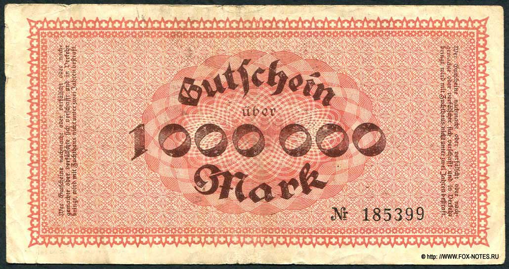 Bezirk der Stadt Werdau 1 Million Mark 1923
