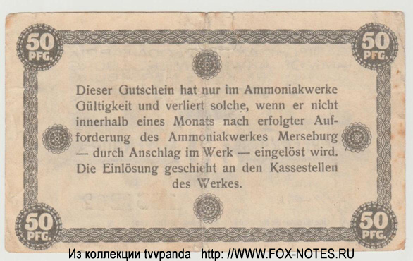 Badische Anilin-& Soda-Fabrik, Ammoniakwerk Merseburg 50 Pfennig 1917