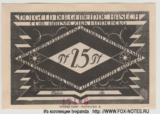 Gemeinde Hasloh 25 Pfennig 1921