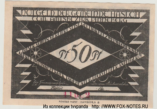 Gemeinde Hasloh 50 pfennig 1921
