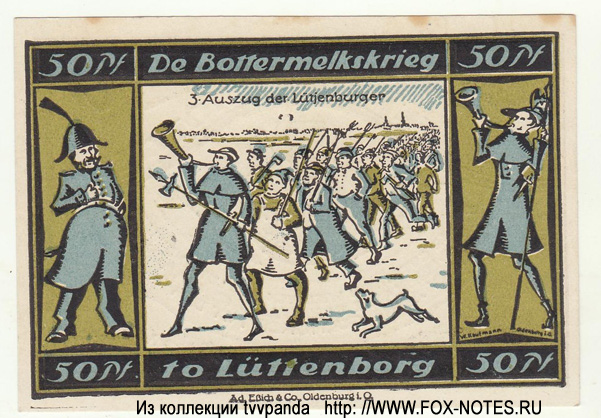 Notgeld Lütjenburg. Gutschein. 50 Pfennig. 1. November 1921.