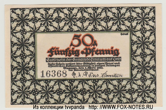 Gemeinde Tinnum 50 Pfennig 1921