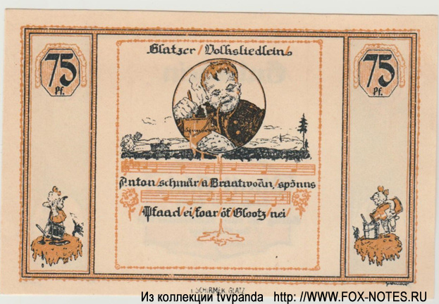 Notgeld der Stadt Glatz. 75 Pfennig 1921.