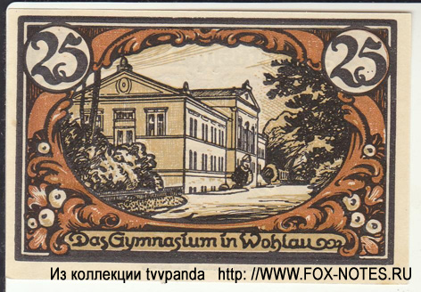 Gutschein der Sparkasse der Kreisstadt Wohlau. 25 Pfennig. 1. April 1921.