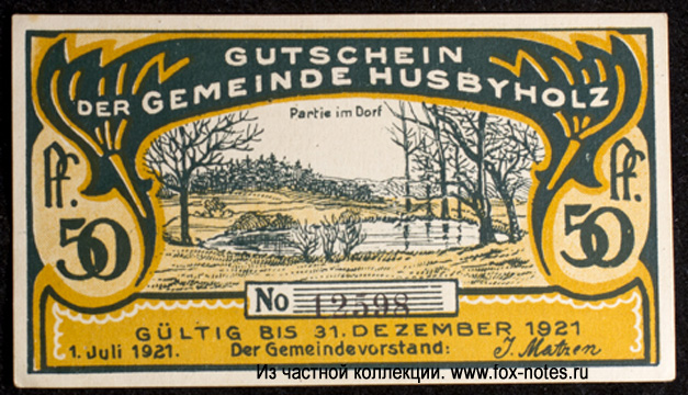 Gemeinde Husbyholz 50 Pfennig Notgeld 1921