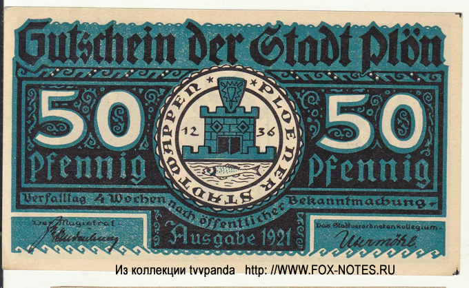 Stadt Plön 50 Pfennig 1921