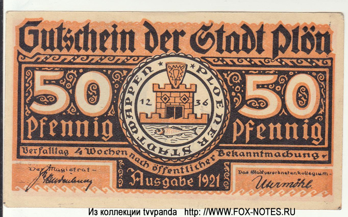 Stadt Plön 50 Pfennig 1921