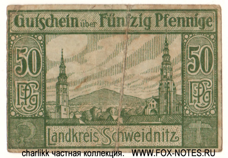 notgeld Schweidnitz 50 Pfennig 1921