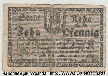 Stadt Roda 10 Pfennig 1918