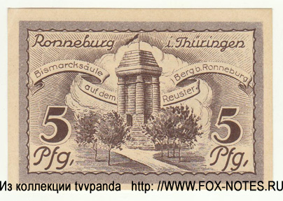 Gutschein der Stadt Ronneburg. 5 Pfennig. 1. Mai 1921. 