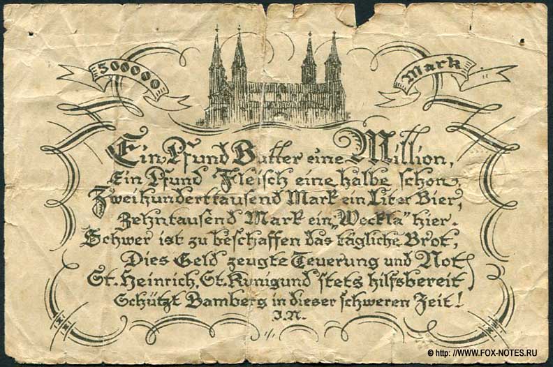 Stadt Bamberg 50000 Mark 1923