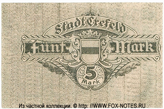 Stadt Crefeld 5 Mark 1919