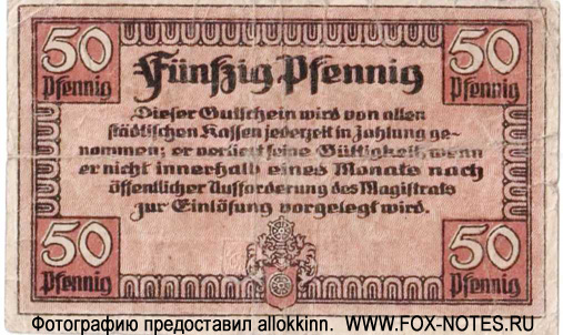 Kriegsnotgeld der Stadt Erfurt. 50Pfennig. 20. Oktober 1918.