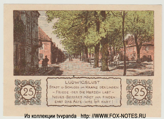 Notgeld der Stadt Ludwigslust. 25 Pfennig. 1. März 1922.