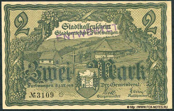 Furtwangen im Schwarzwald 2 Mark 1918