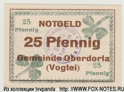 Gemeinde Oberdorla Notgeld. 25 pfennig 1919.