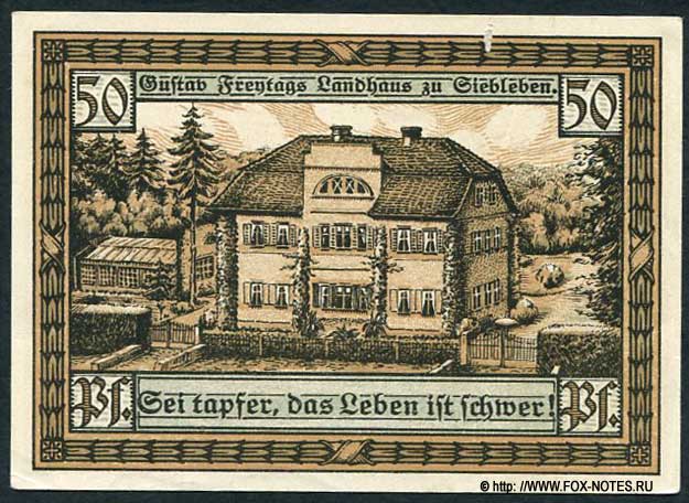 Notgeld der Gemeinde Siebleben. 50 Pfennig 1921.