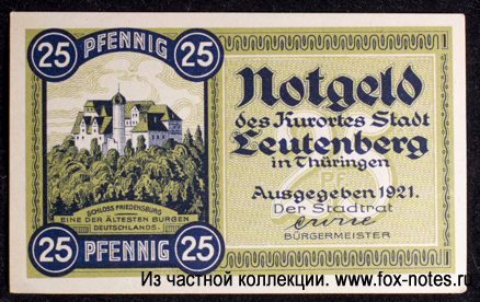 Stadt Lobenstein 25 Pfennig Notgeld