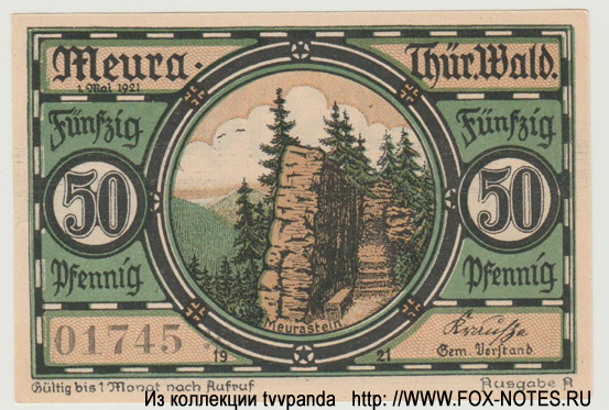 Gemeinde Meura 50 Pfennig 1921