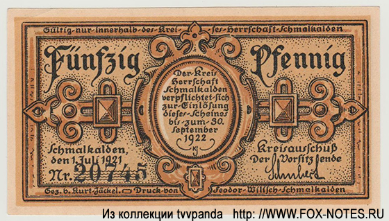 Kreis Schmalkalden 50 Pfennig 1921