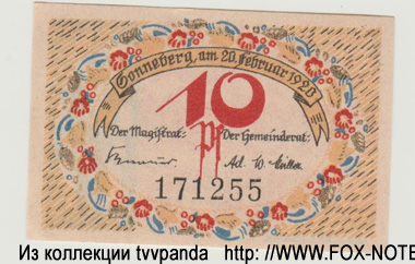 Notgeld der Stadt Sonneberg. 10 Pfennig. 20. Februar 1920.