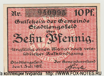 Gemeinde Stadtlengsfeld 10 Pfennig 1917