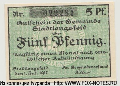 Gemeinde Stadtlengsfeld 5 Pfennig 1918