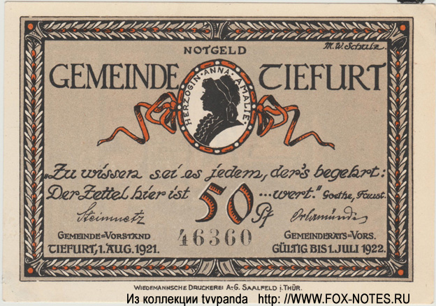 Gemeinde Tiefurt 50 Pfennig 1921