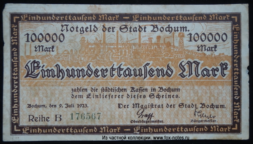 Stadt Bochum 100000 Mark 1923