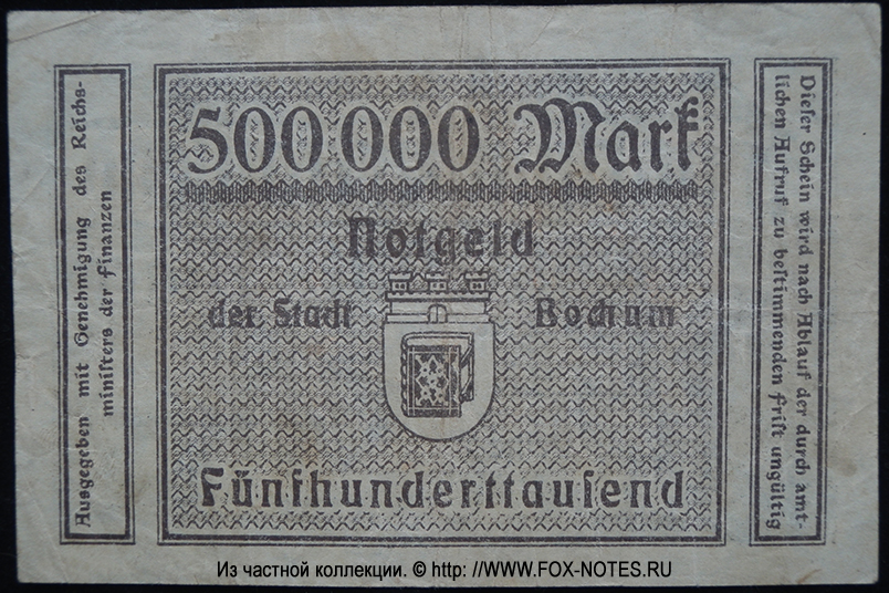 Stadt Bochum 500000 Mark 1923 notgeld