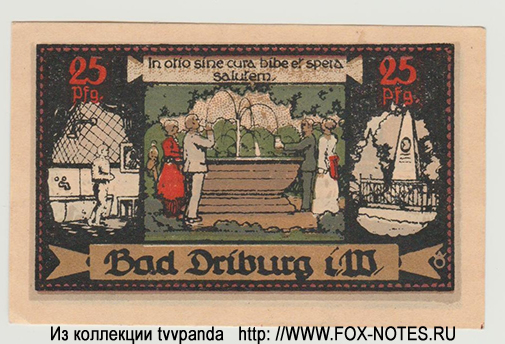 Spar- u. Darlehnskasse Bad Driburg 25 Pfennig 1921