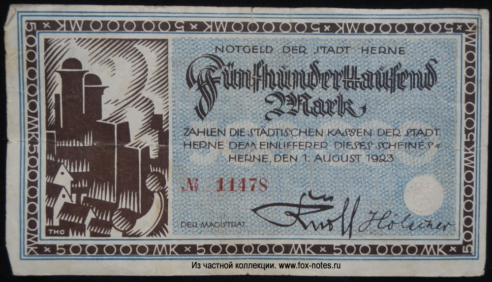Stadt Herne 500000 mark 1923