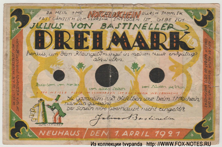Gemeinde Neuhaus i.W. 3 Mark 1921