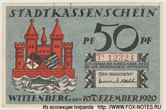 Lutherstadt Wittenberg 50 Pfennig 1921