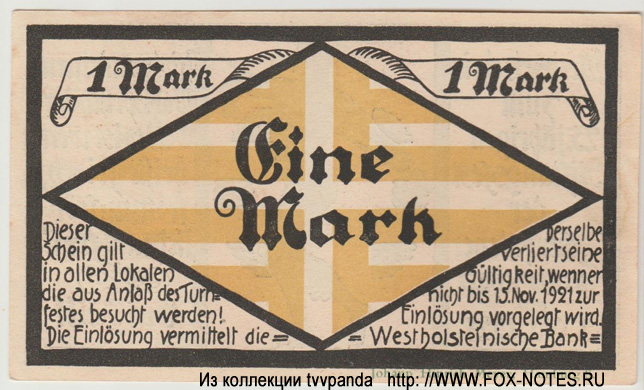 Westholsteinische Bank 1 mark 1921