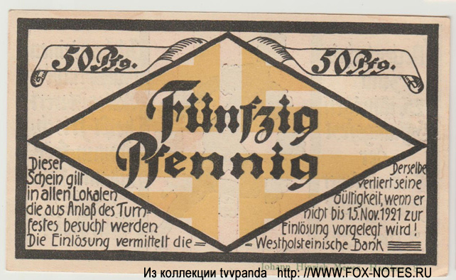 Westholsteinische Bank 50 Pfennig 1921