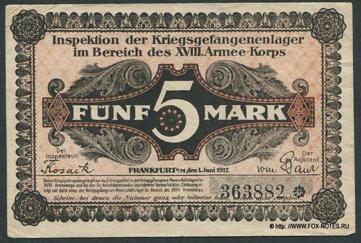 Lager Frankfurt (Main) 5 Mark 1917