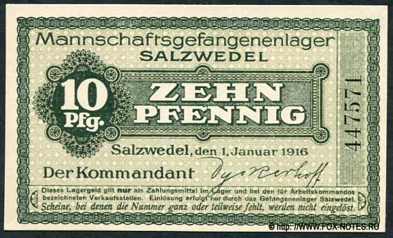 Mannschafgefangenenlager Salzwedel 10 Pfennig 1916